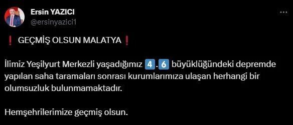 Malatya Valisi Yazıcı: 