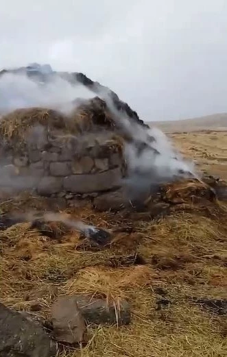 Erciş’te yıldırım düştü, 3 bin bağ ot yandı
