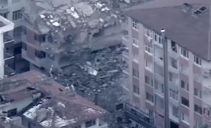 Depremdeki yıkımı havadan böyle görüntülediler! İnsansız hava aracı bölgede uçuyor