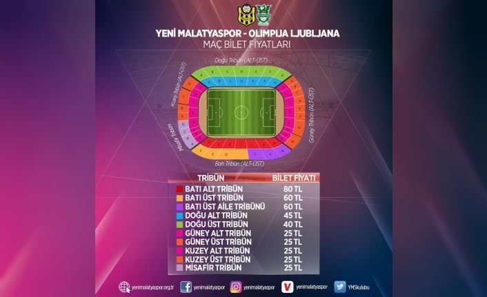 E.Y Malatyaspor - Olimpija Ljubljana maçının biletleri satışa sunuldu