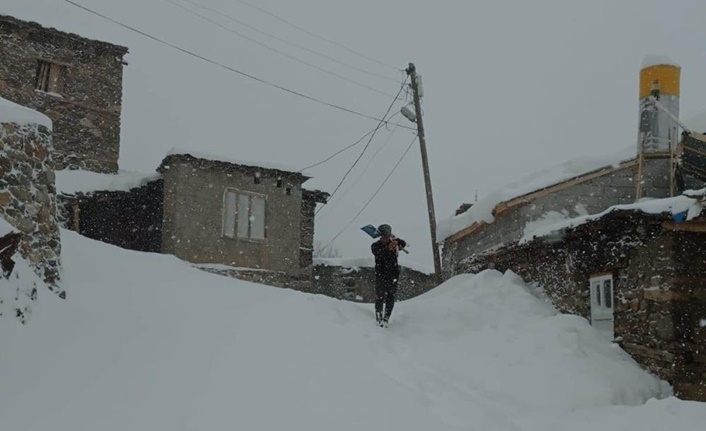 Bahçesaray'da vatandaşların karla zorlu mücadelesi