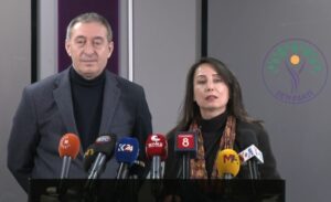 DEM Parti Eş Genel Başkanları Tülay Hatimoğulları ve Tuncer Bakırhan,