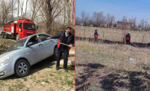 Gevaş ilçesinde, bahçesindeki yangına yetişmeye çalışan F.Y., kullandığı otomobil ile