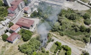 Adilcevaz ilçesinde Van Gölü sahilinde bulunan sazlık alanda çıkan yangın,