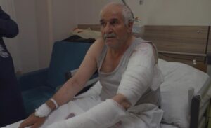 Çatak ilçesinde ot biçen Aziz Kıyat isimli vatandaş, kurdun saldırısına